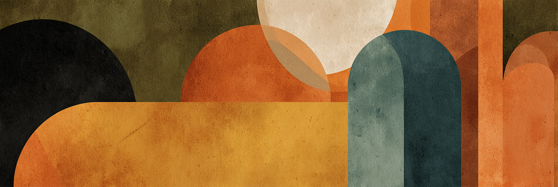 Geometrisches Abstraktes Design In Warmen Farben Mit Texturierter Hintergrund | Mid Century Modern | Einrichtungsstile