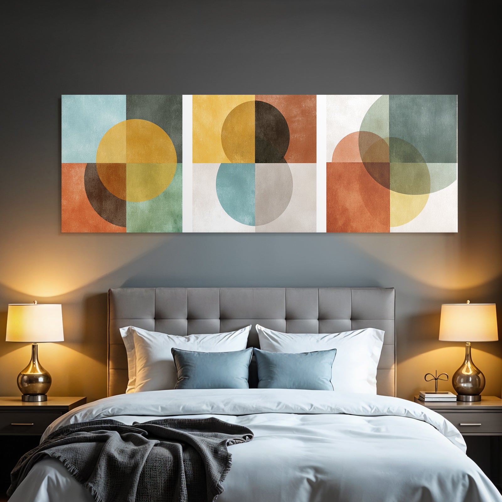 Triptychon Abstrakt Geometrische Kunst Mit Formen Und Farben