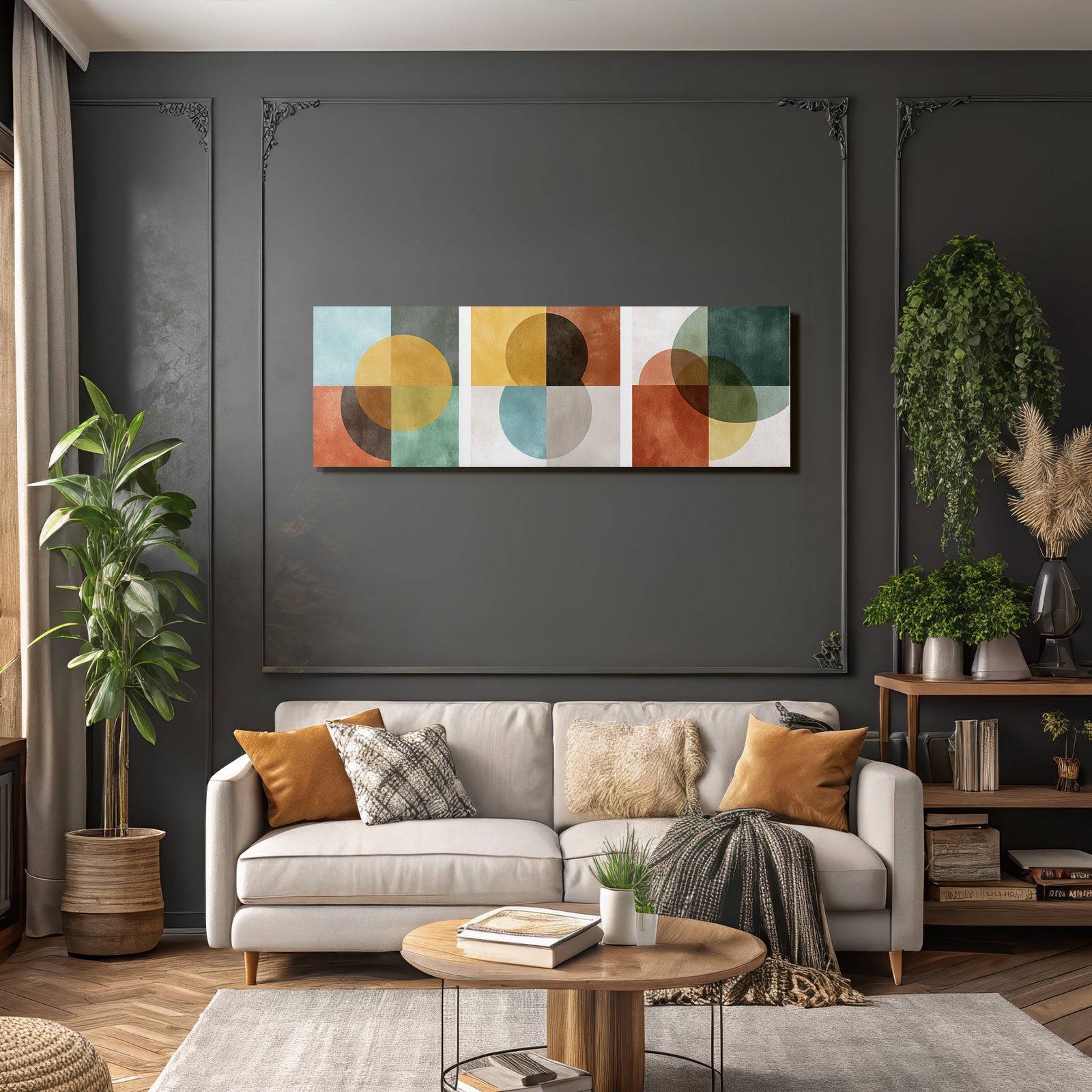 Triptychon Abstrakt Geometrische Kunst Mit Formen Und Farben