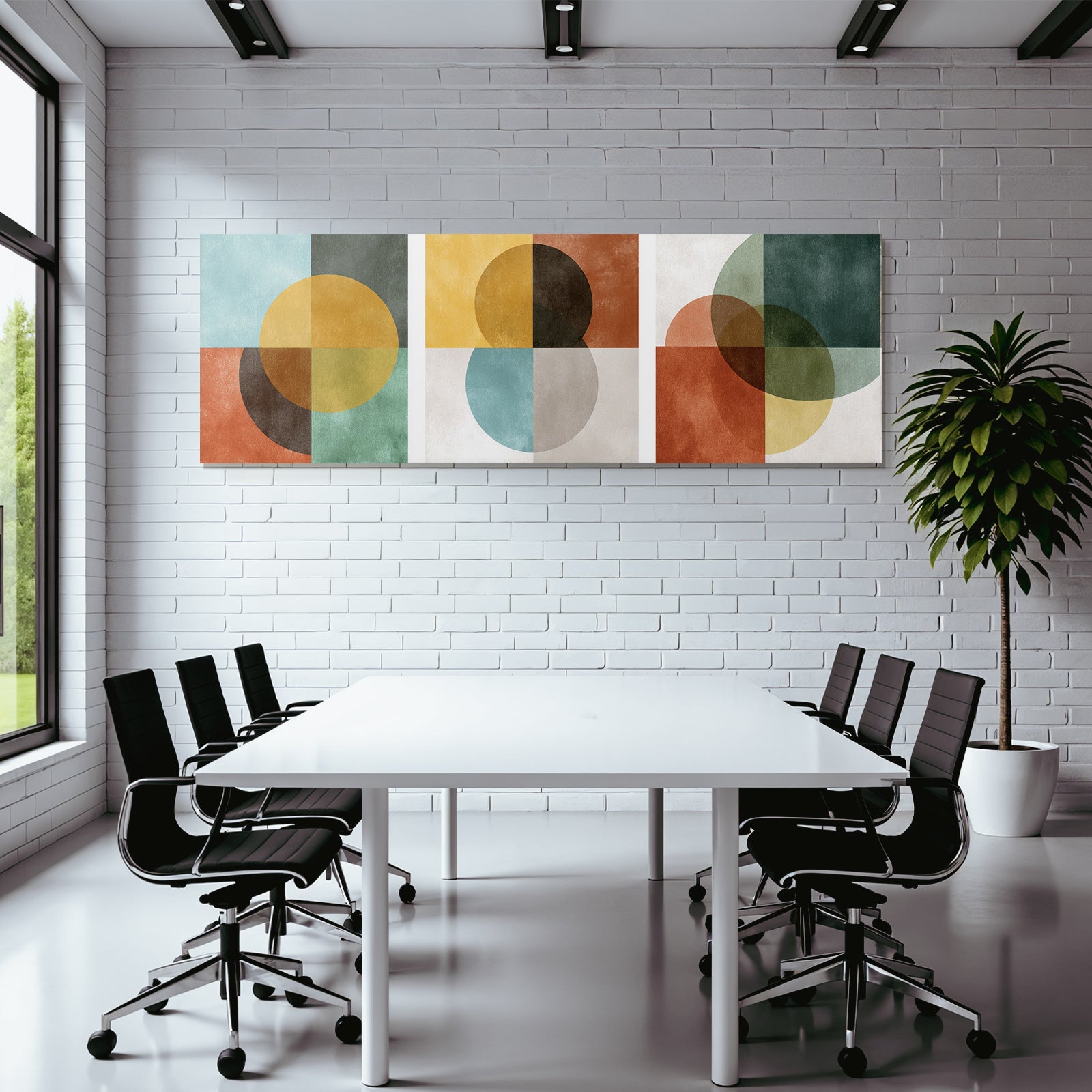 Triptychon Abstrakt Geometrische Kunst Mit Formen Und Farben