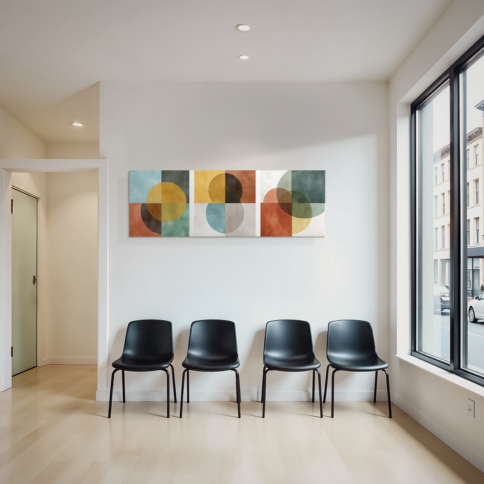 Triptychon Abstrakt Geometrische Kunst Mit Formen Und Farben