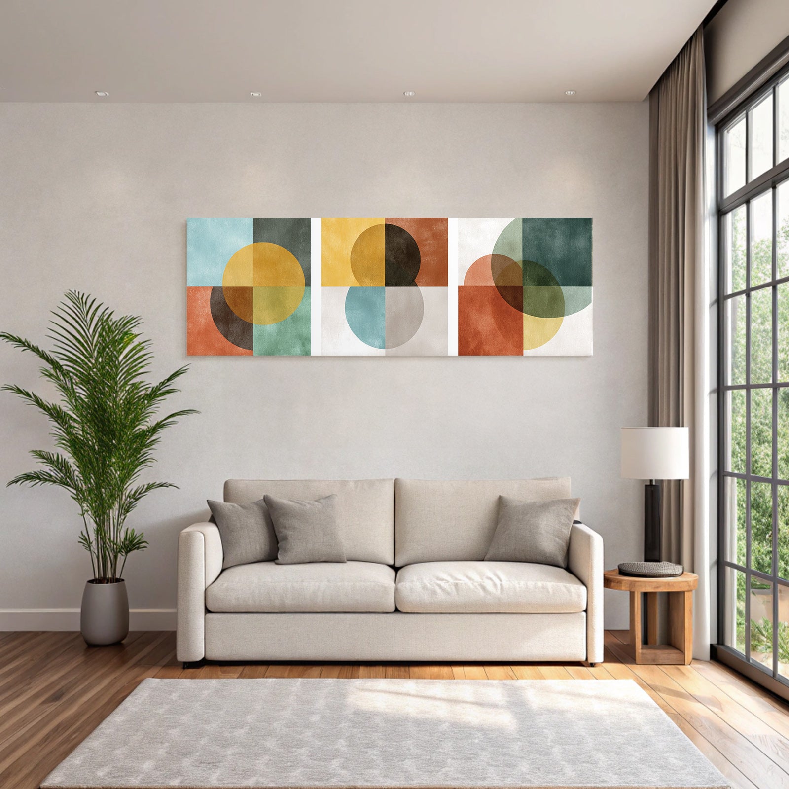 Triptychon Abstrakt Geometrische Kunst Mit Formen Und Farben