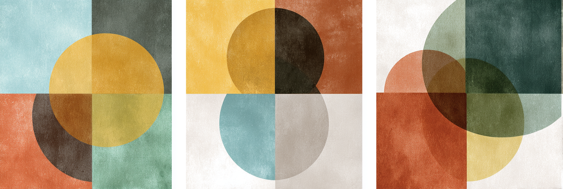 Triptychon Abstrakt Geometrische Kunst Mit Formen Und Farben | Mid Century Modern | Einrichtungsstile