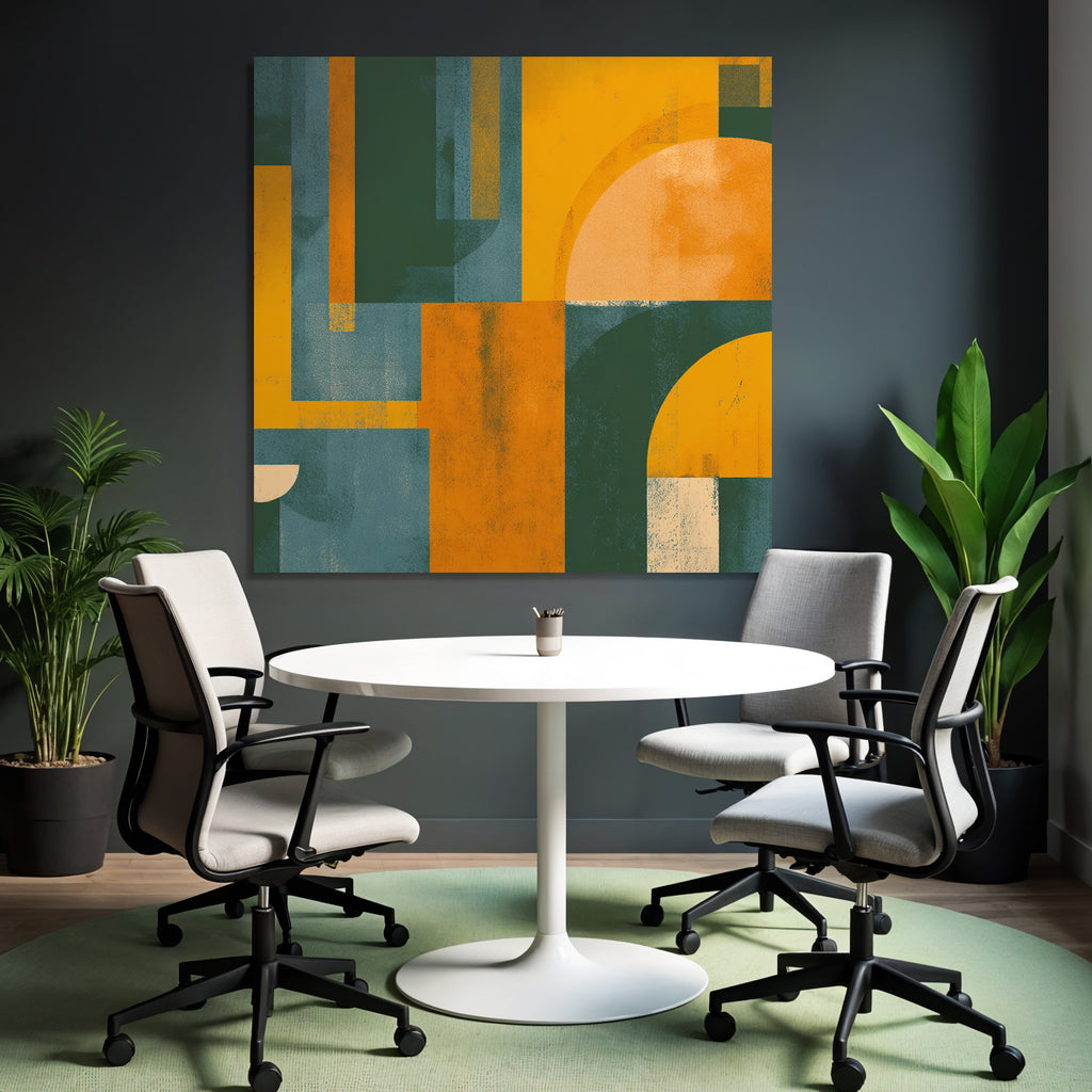 Abstract Geometric Design Green Yellow Orange