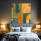 Abstract Geometric Design Green Yellow Orange