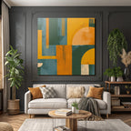 Abstract Geometric Design Green Yellow Orange