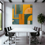 Abstract Geometric Design Green Yellow Orange
