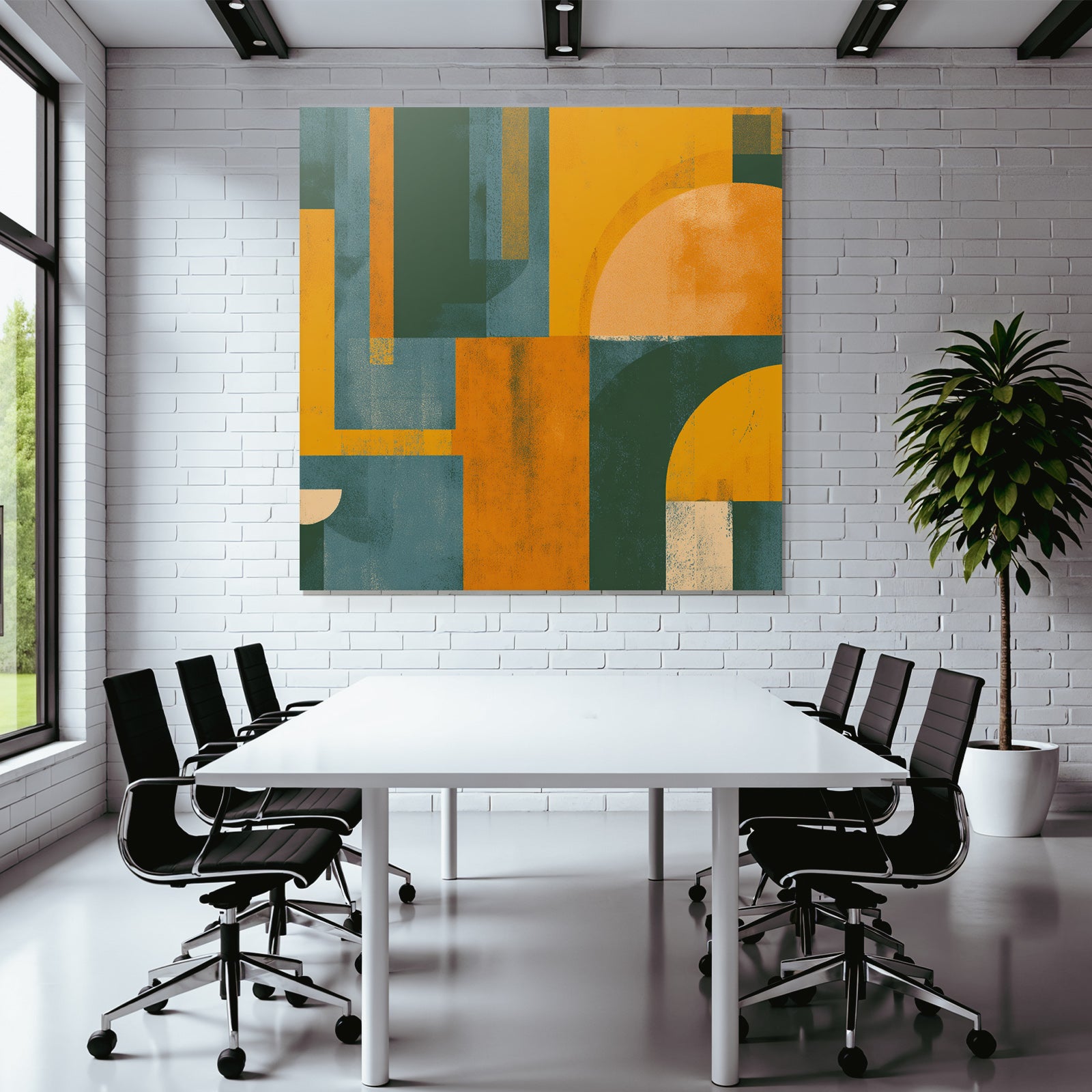 Abstracte Geometrische Design Gruen Gelb Orange