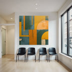 Abstract Geometric Design Green Yellow Orange
