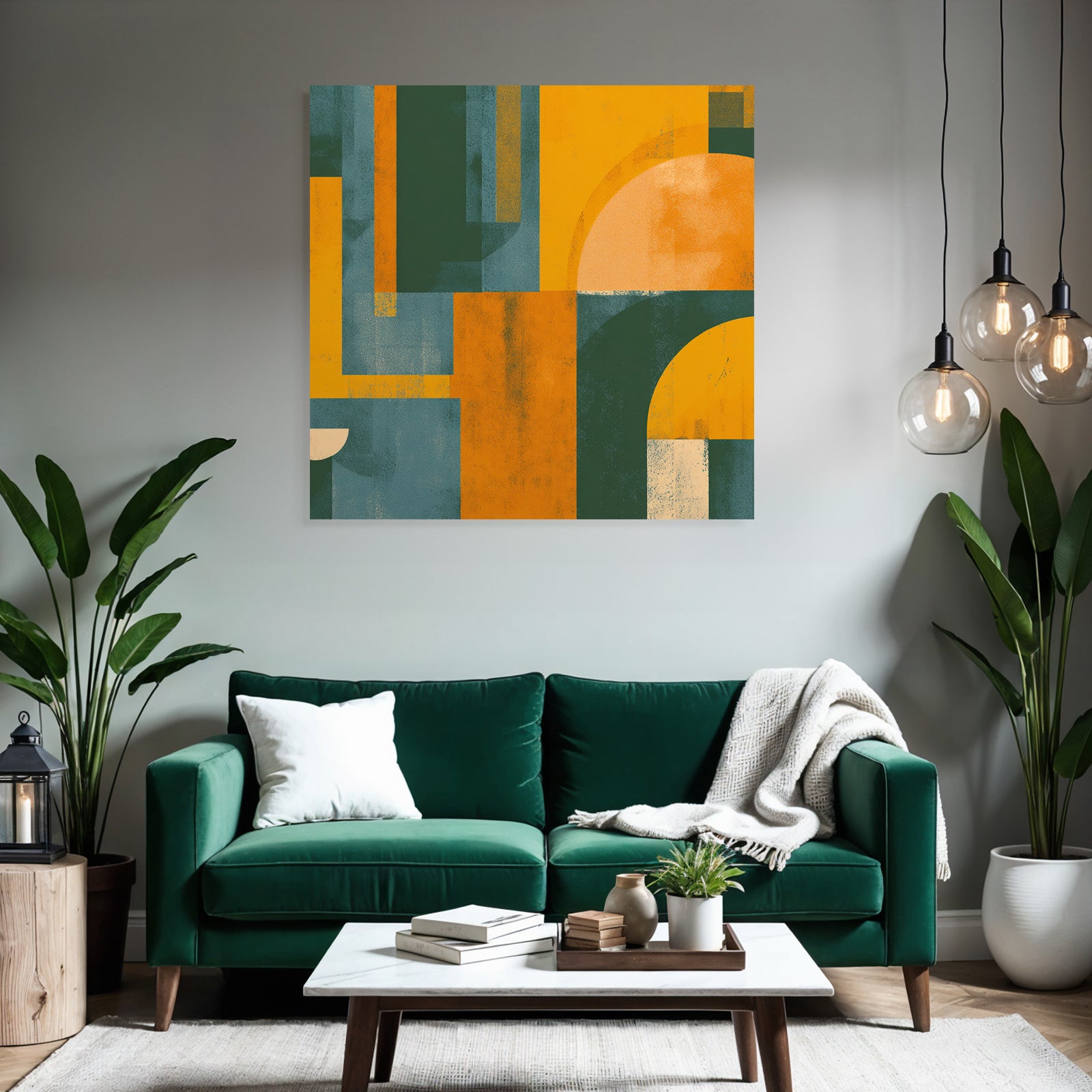 Abstracte Geometrische Design Gruen Gelb Orange