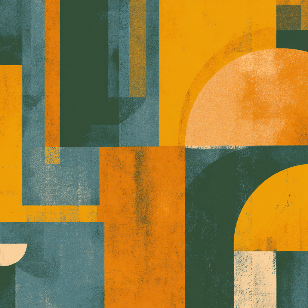 Abstracte Geometrische Design Gruen Gelb Orange | Mid Century Modern | Einrichtungsstile