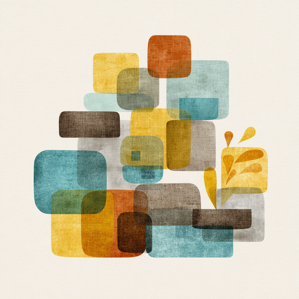Abstracte Geometrische Formen Farbenfrohe Illustration | Mid Century Modern | Einrichtungsstile