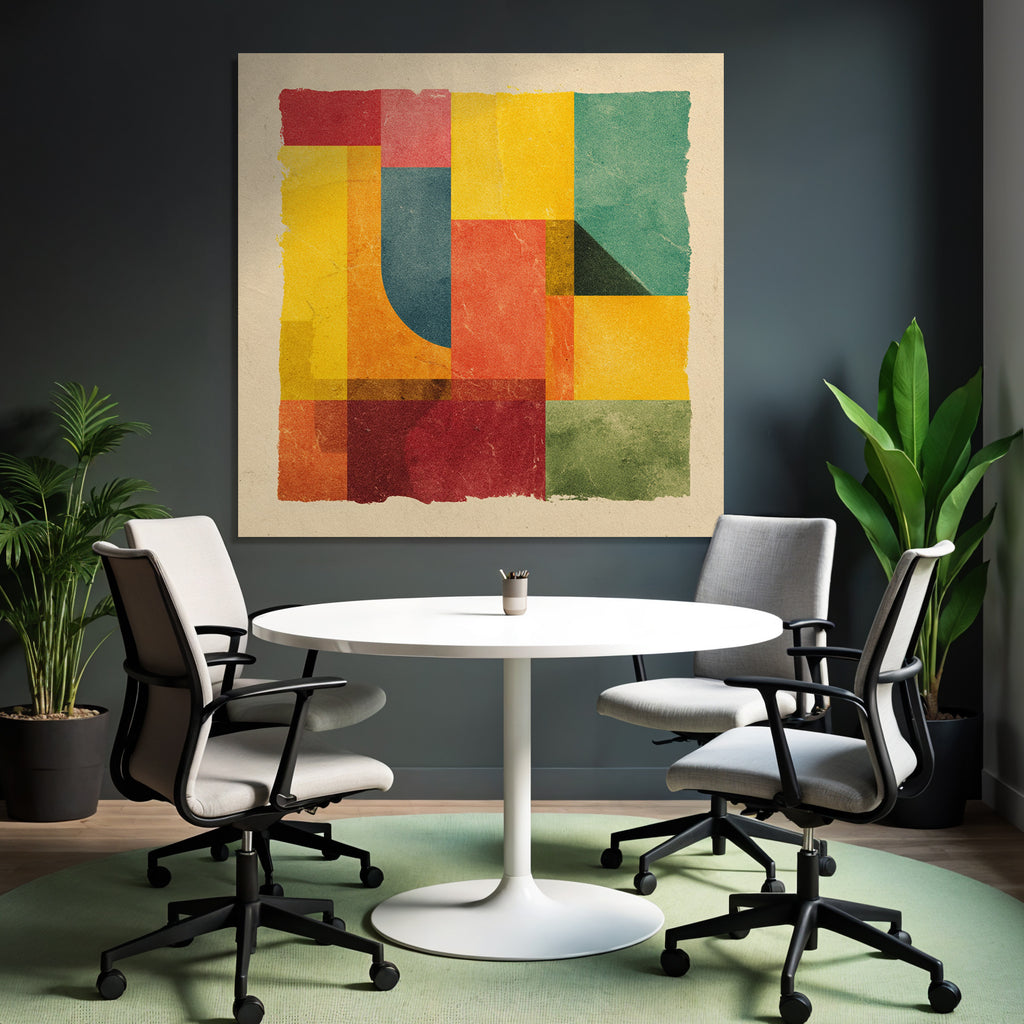 Abstract Illustration Geometric Shapes Colors Patchwork Style