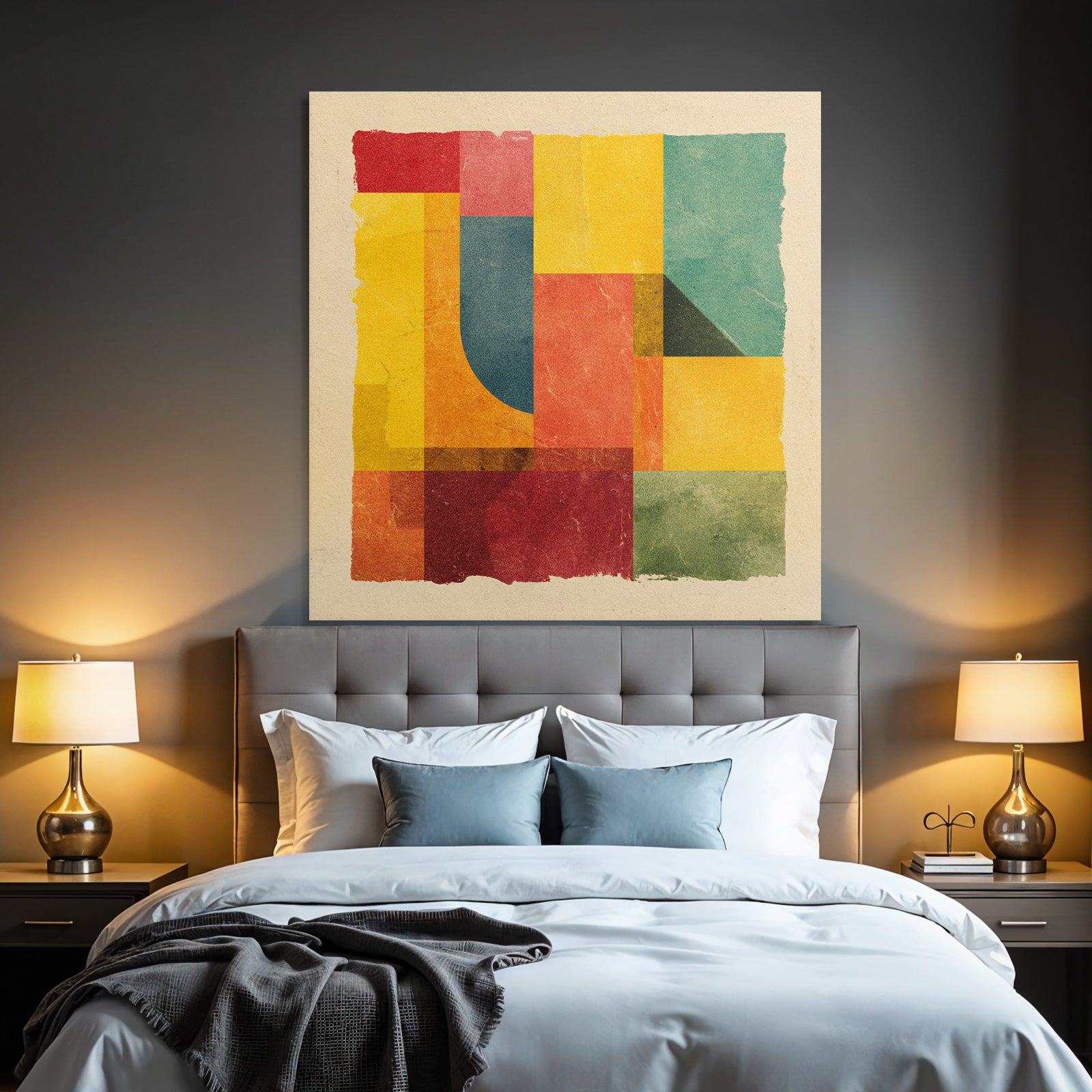 Abstrahe Illustration Geometrische Formen Farben Patchwork Stil
