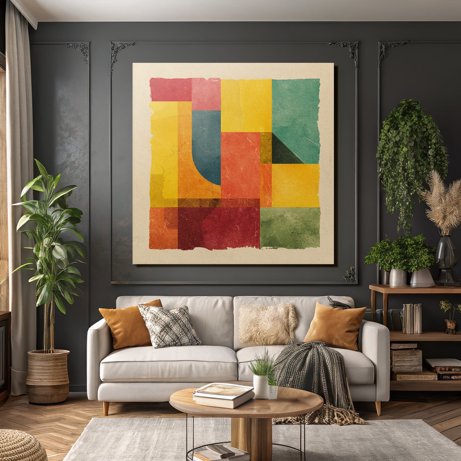 Abstrahe Illustration Geometrische Formen Farben Patchwork Stil