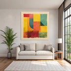 Abstract Illustration Geometric Shapes Colors Patchwork Style