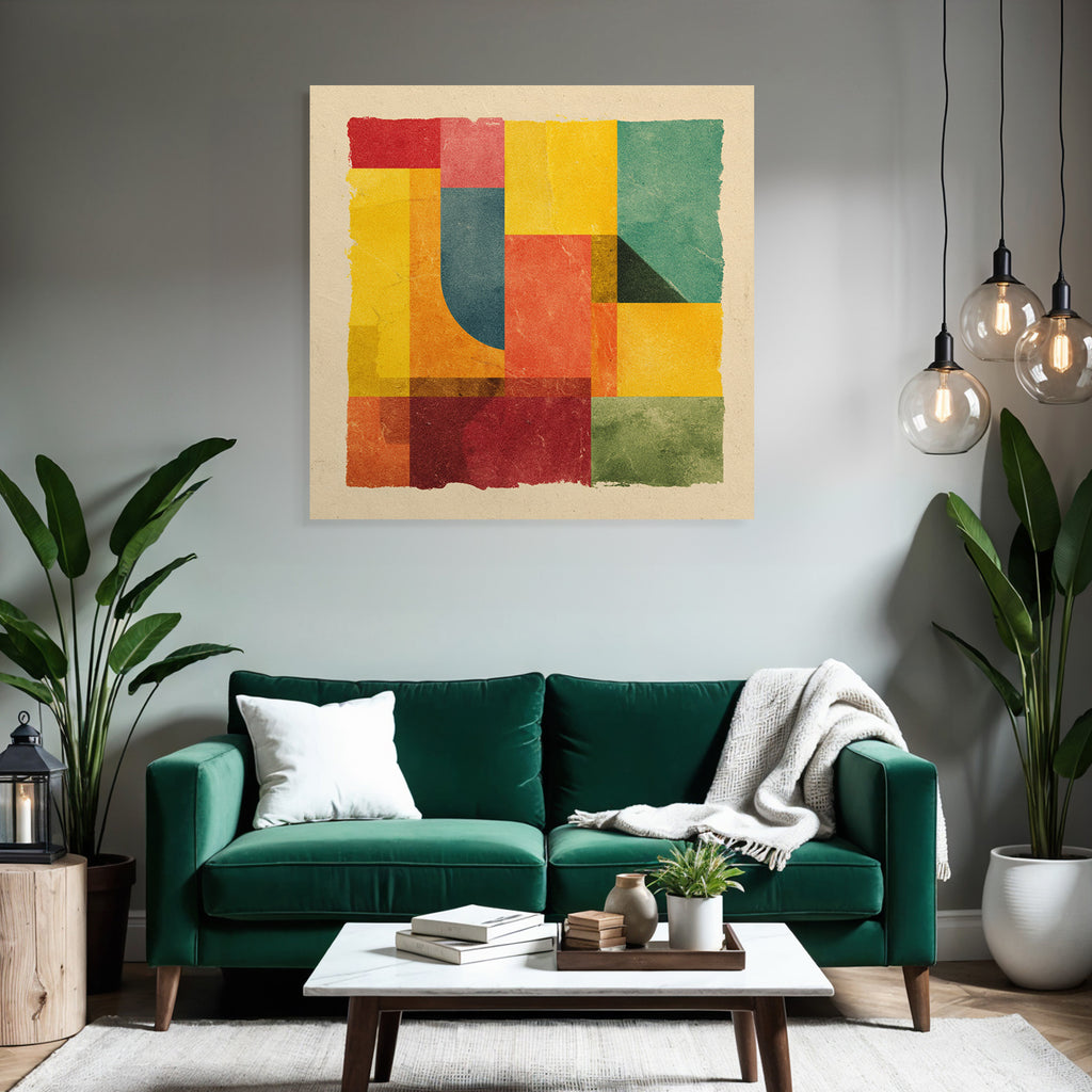 Abstract Illustration Geometric Shapes Colors Patchwork Style