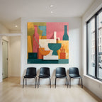 Abstract arrangement of shapes and colors in modern style