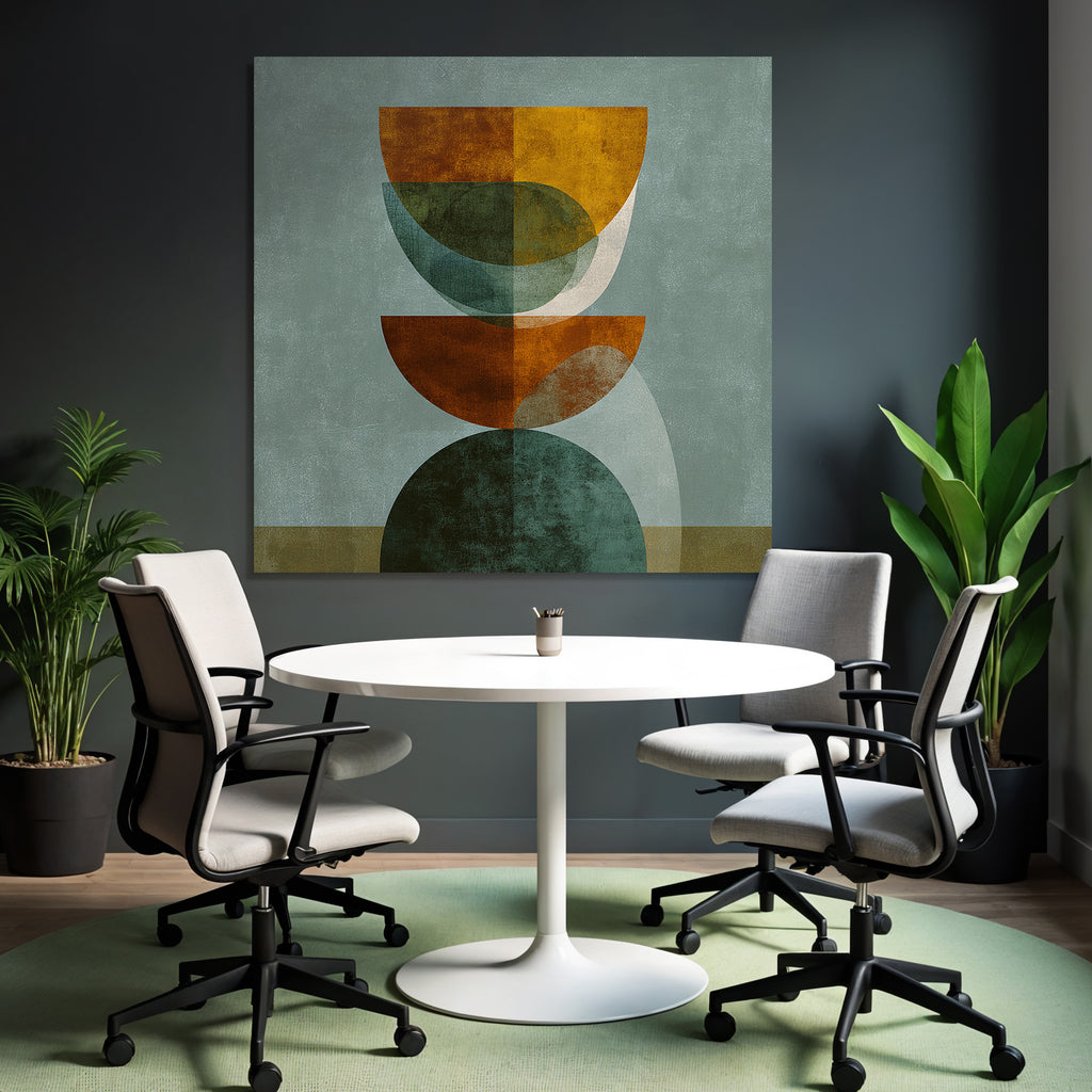Abstrakte Digitale Kunst Geometrische Formen Orange Gruen Beige