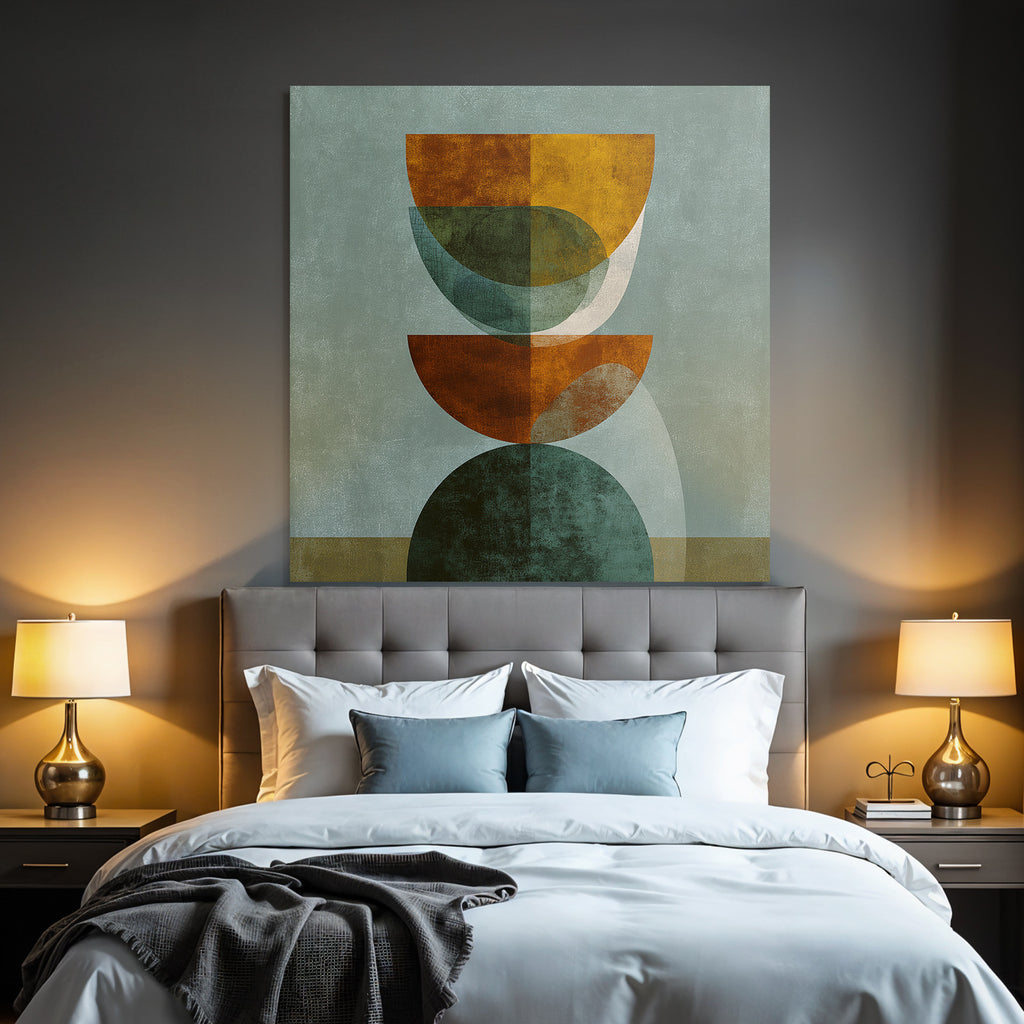 Abstrakte Digitale Kunst Geometrische Formen Orange Gruen Beige