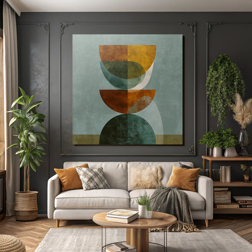 Abstrakte Digitale Kunst Geometrische Formen Orange Gruen Beige