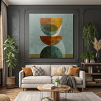 Abstrakte Digitale Kunst Geometrische Formen Orange Gruen Beige