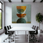 Abstrakte Digitale Kunst Geometrische Formen Orange Gruen Beige