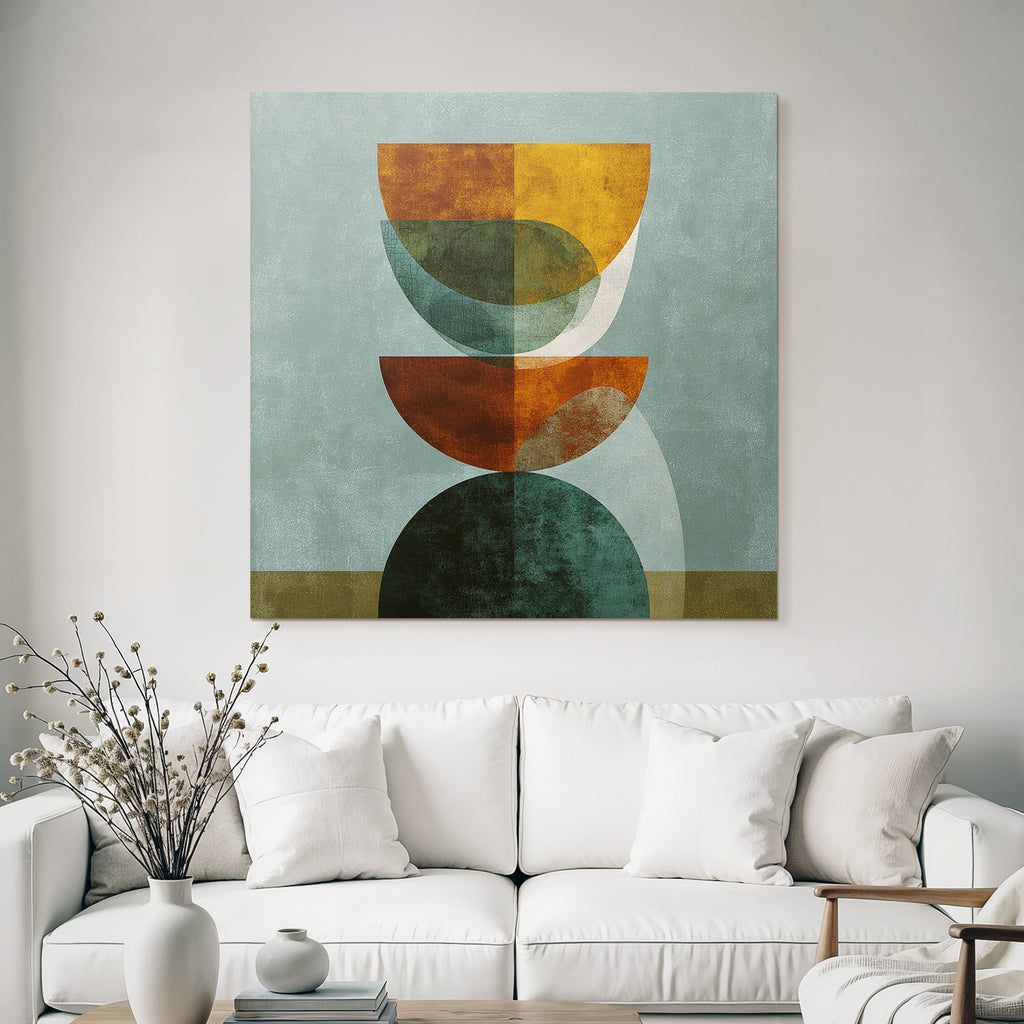 Abstrakte Digitale Kunst Geometrische Formen Orange Gruen Beige