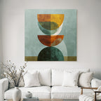 Abstrakte Digitale Kunst Geometrische Formen Orange Gruen Beige