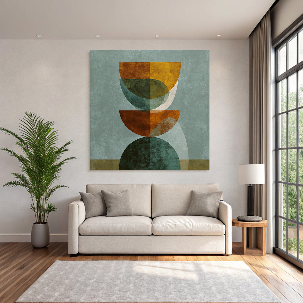 Abstrakte Digitale Kunst Geometrische Formen Orange Gruen Beige