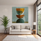 Abstrakte Digitale Kunst Geometrische Formen Orange Gruen Beige
