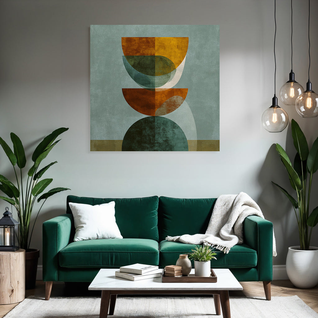 Abstrakte Digitale Kunst Geometrische Formen Orange Gruen Beige