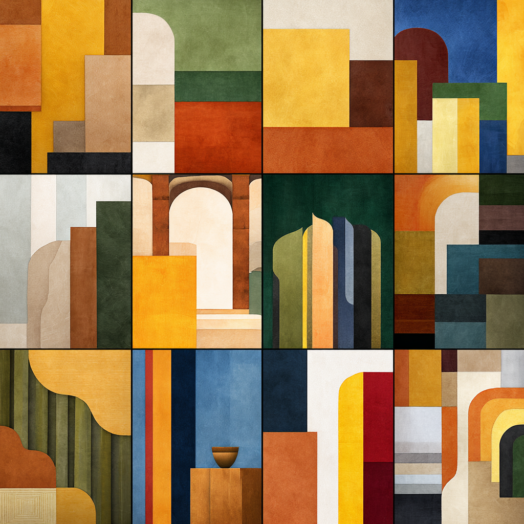 Abstrakte Geometrische Komposition Farben Formen | Mid Century Modern | Einrichtungsstile