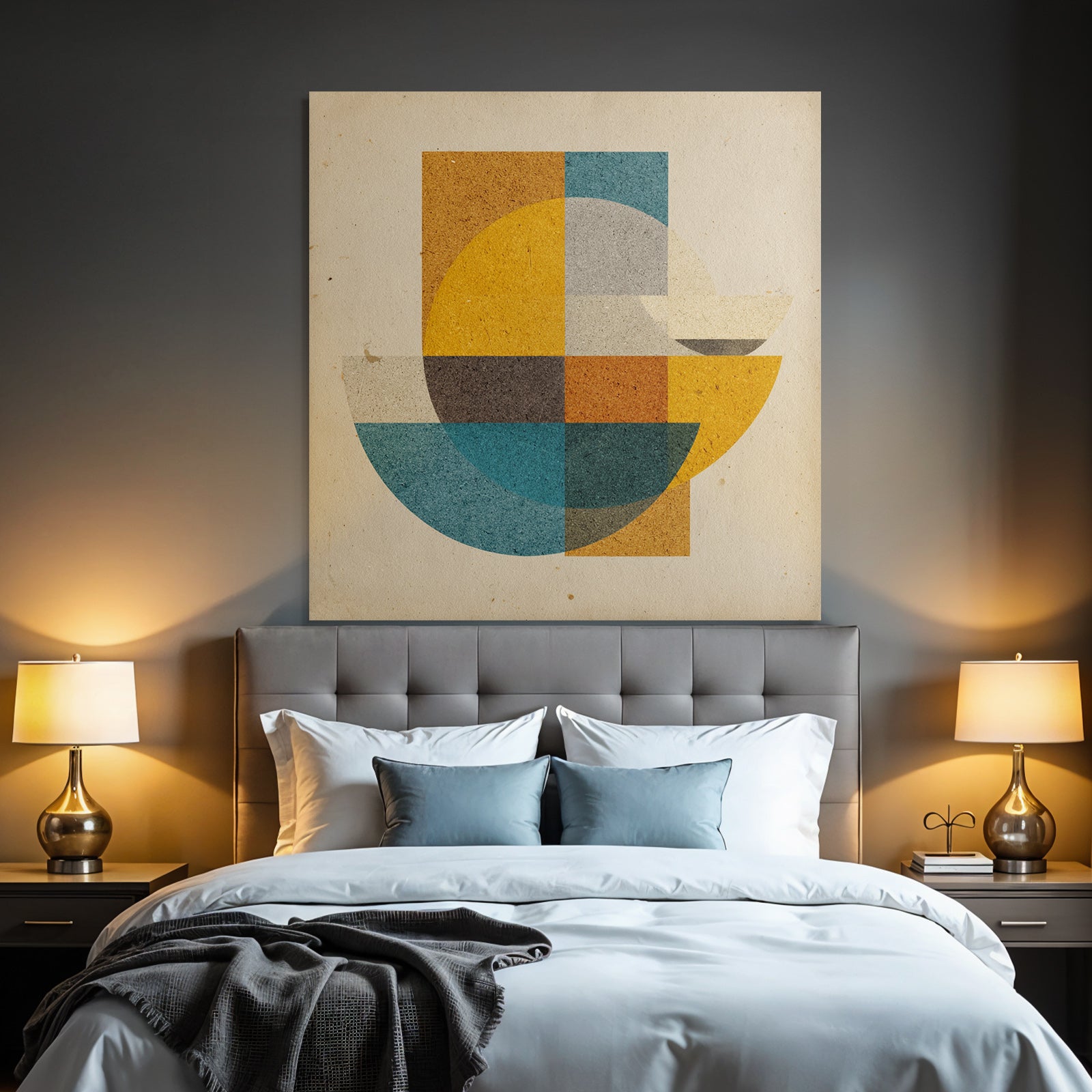 Abstrakte Geometrische Komposition Formen Farben Kreise Rechtecke Halbkreise