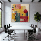 Abstract Geometric Art Circles Rectangles Lines Colorful