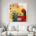 Abstract Geometric Art Circles Rectangles Lines Colorful