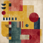 Abstrakte Geometrische Kunst Kreise Rechtecke Linien Bunt | Mid Century Modern | Einrichtungsstile