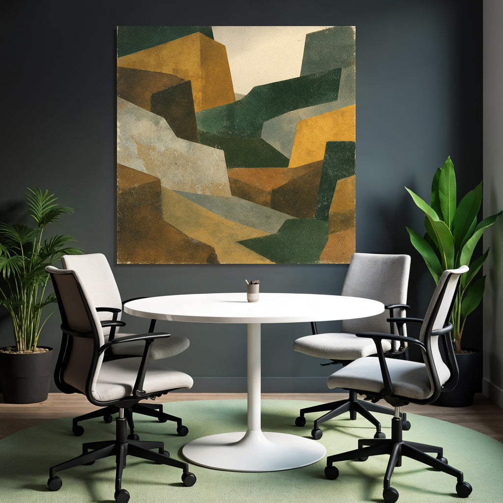 Abstract Geometric Landscape Illustration Muted Colors