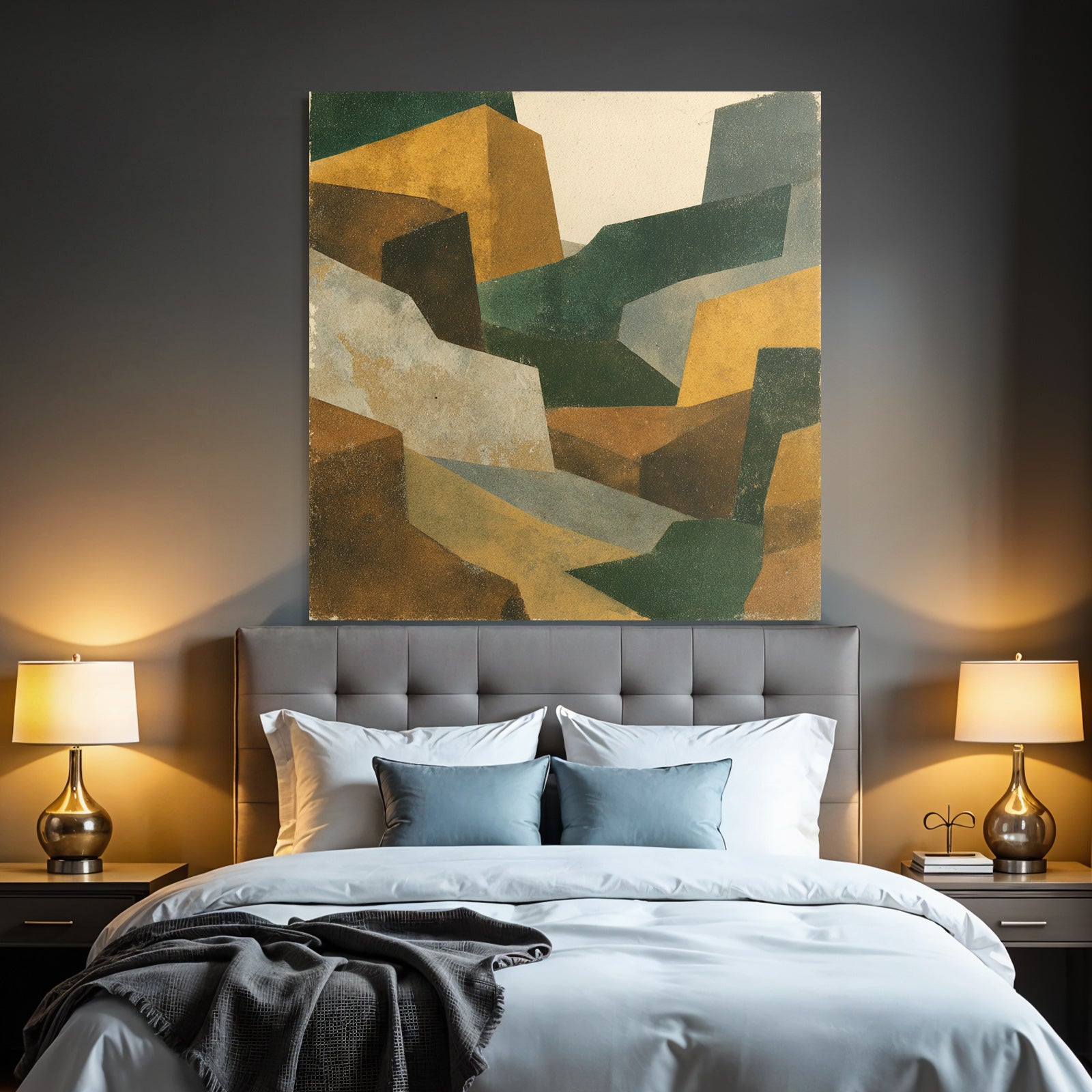 Abstrakte Geometrische Landschaft Illustration Gedaempfte Farben