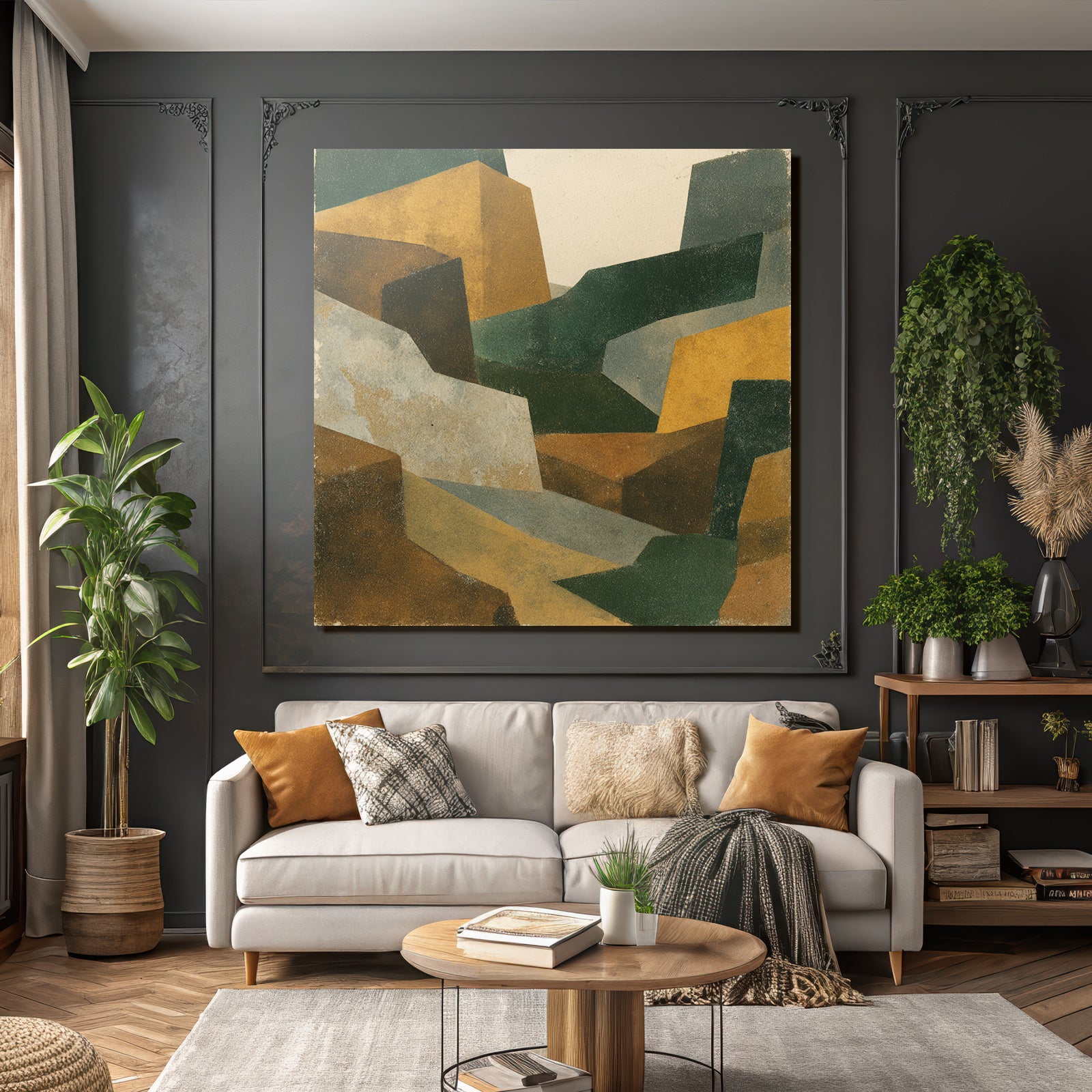Abstrakte Geometrische Landschaft Illustration Gedaempfte Farben