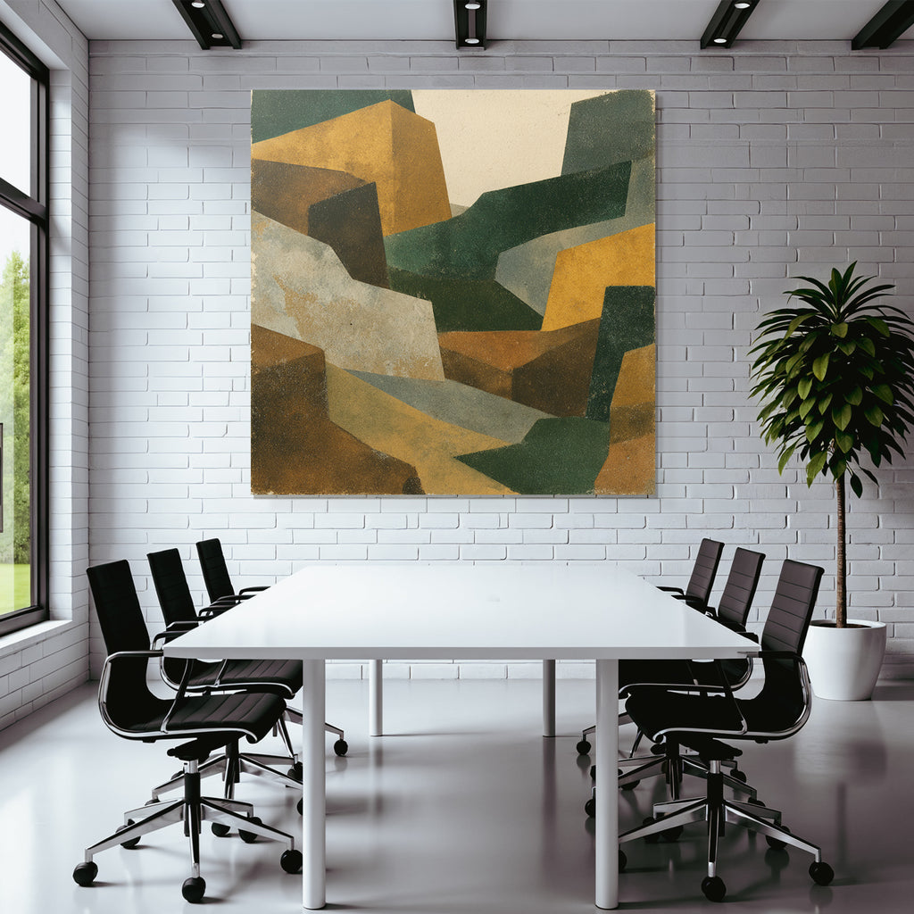 Abstract Geometric Landscape Illustration Muted Colors