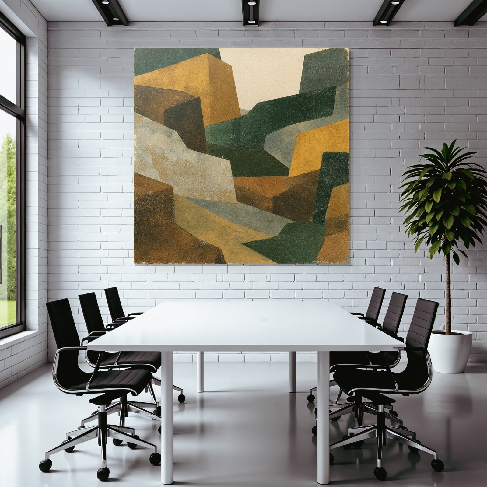 Abstrakte Geometrische Landschaft Illustration Gedaempfte Farben