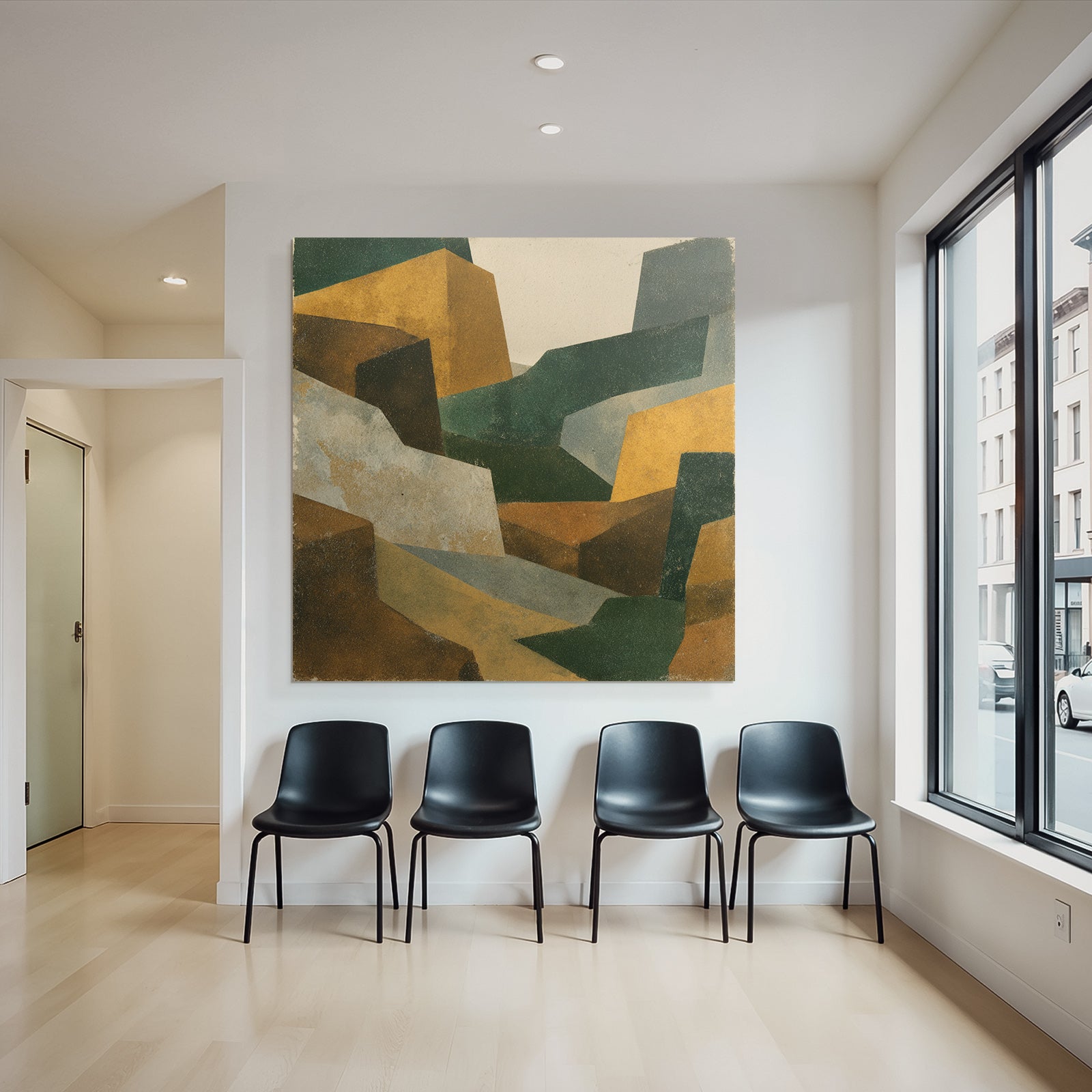 Abstrakte Geometrische Landschaft Illustration Gedaempfte Farben