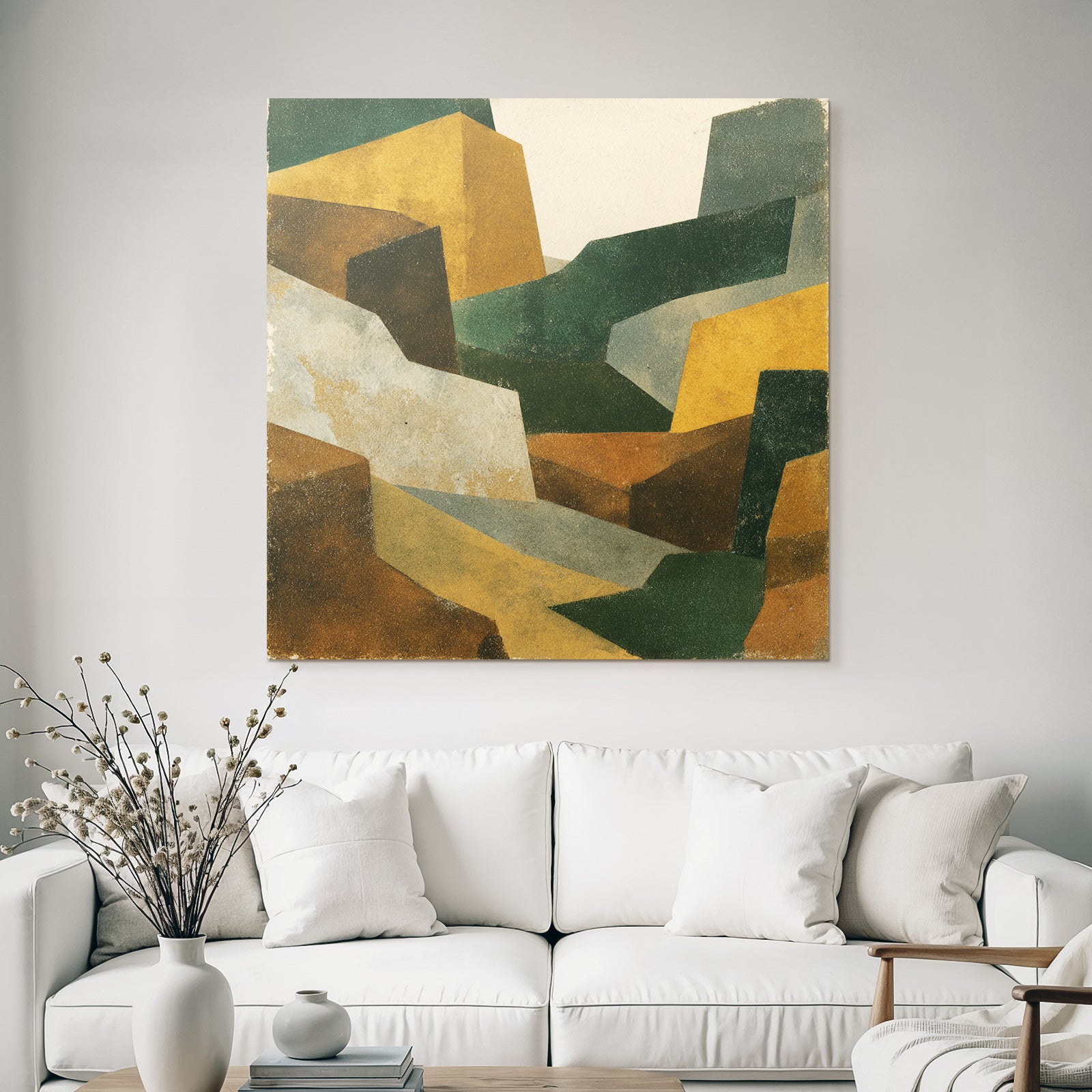 Abstrakte Geometrische Landschaft Illustration Gedaempfte Farben