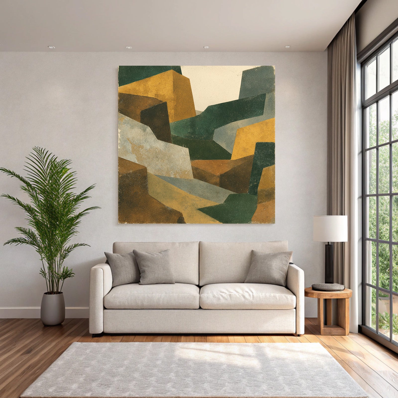 Abstrakte Geometrische Landschaft Illustration Gedaempfte Farben