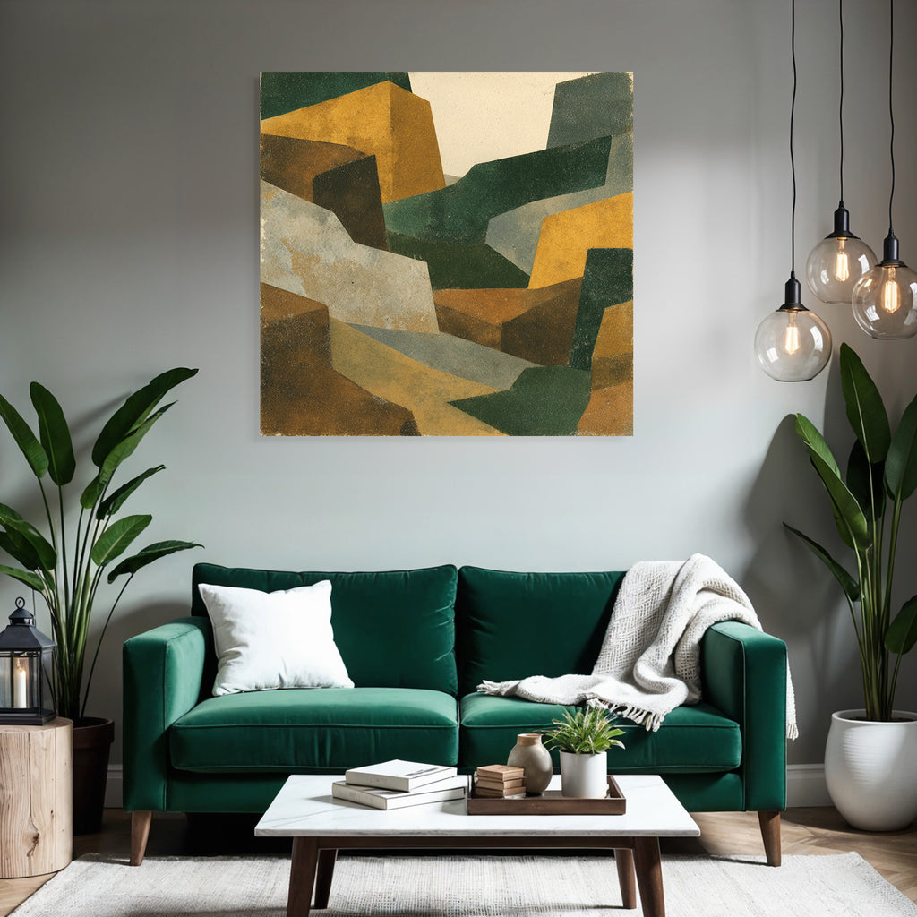 Abstract Geometric Landscape Illustration Muted Colors