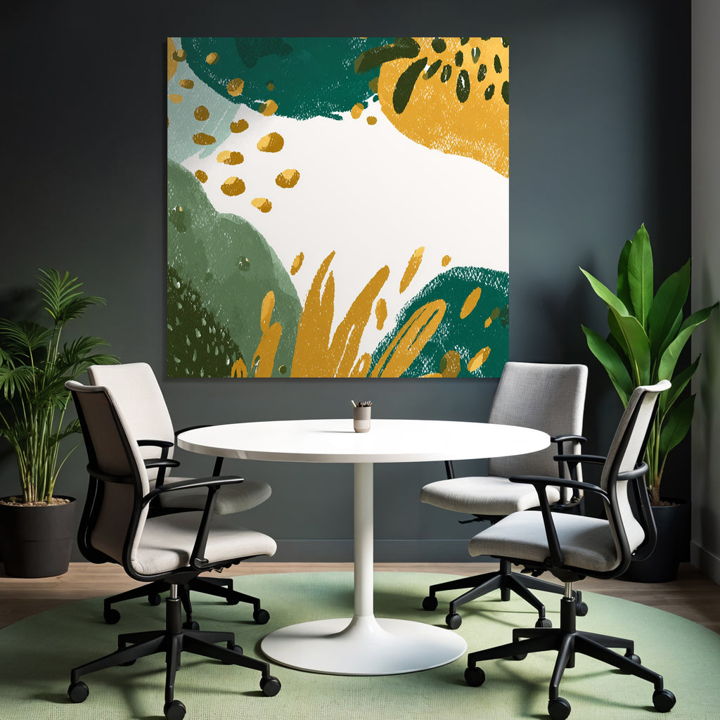 Abstrakte Illustration Organische Formen Farben Gruen Gelb Weiss