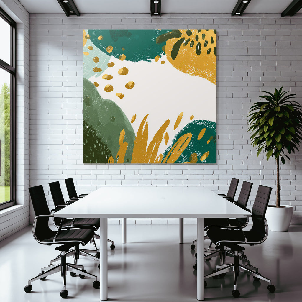 Abstrakte Illustration Organische Formen Farben Gruen Gelb Weiss