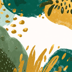 Abstrakte Illustration Organische Formen Farben Gruen Gelb Weiss | Mid Century Modern | Einrichtungsstile