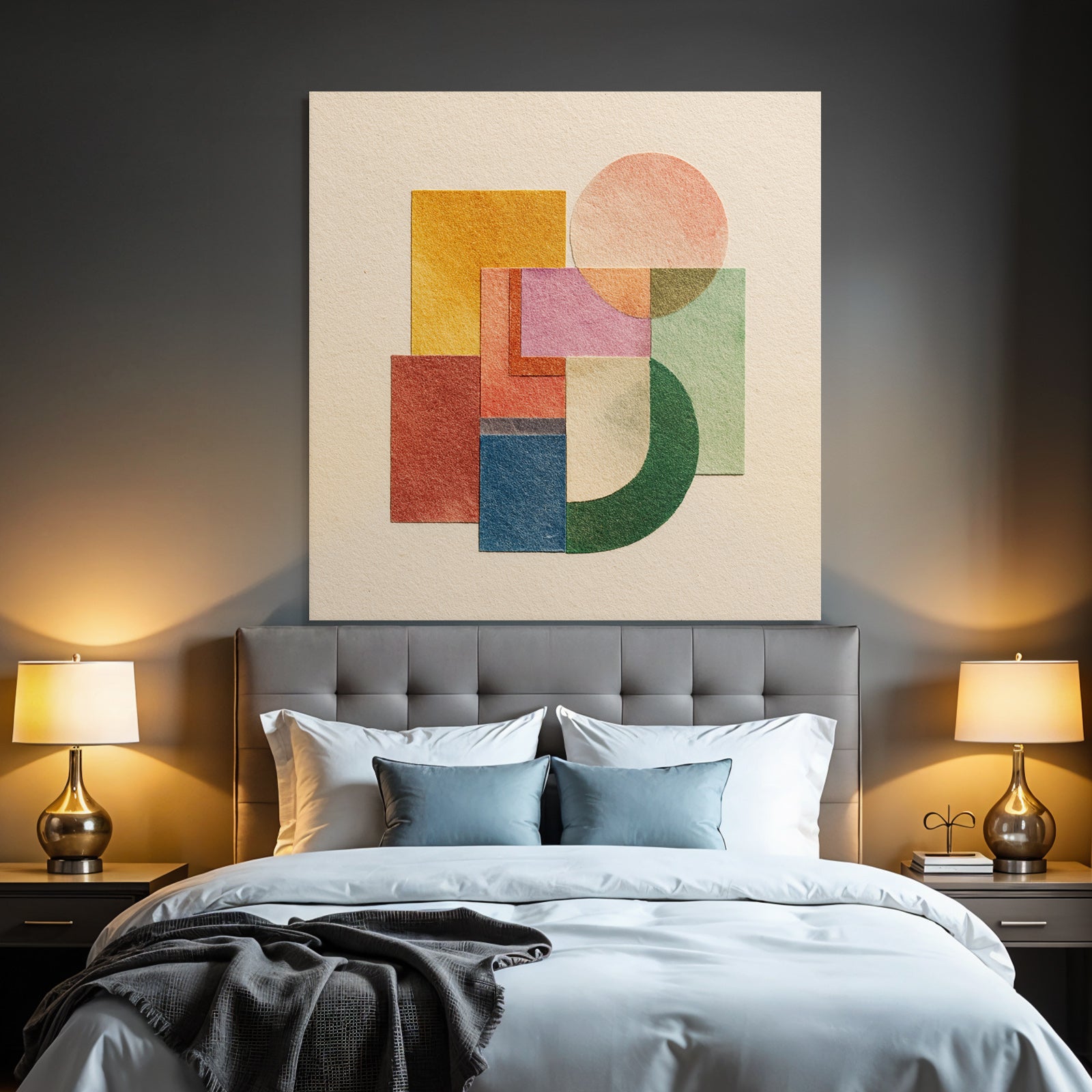 Abstrakte Komposition Geometrische Formen Farben Collage Kunstwerk